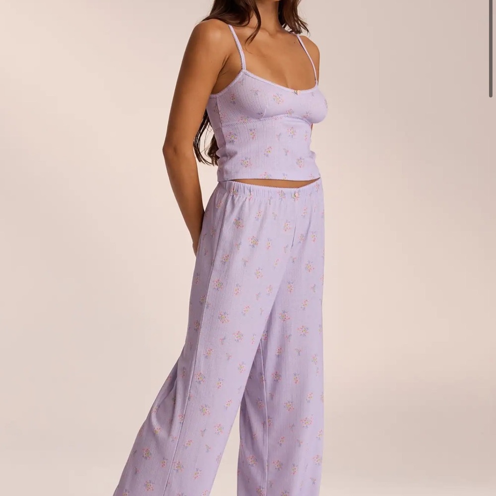 LOUNGE Pointelle Pajama Set Lilac Floral